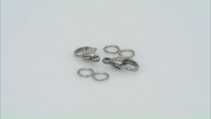 Stainless Steel 4 Sided Tubular Link Chain with Lobster Clasps and Jump Rings appx 7 Pieces Total Video Thumbnail